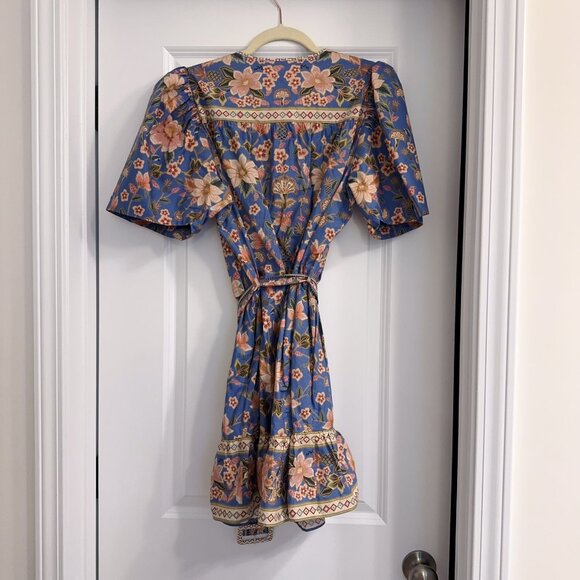 Farm Rio Blue Superbloom Tapestry Organic Cotton Mini Dress Like New - Picture 6 of 8